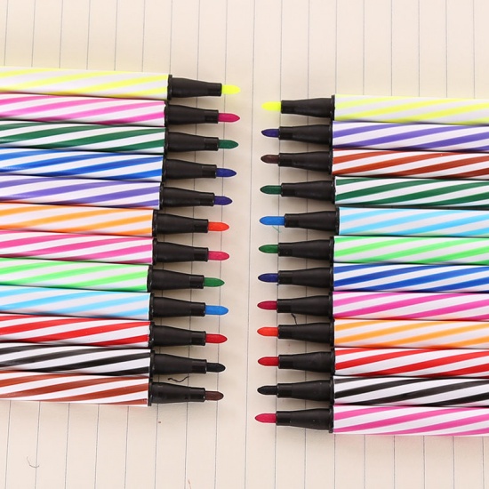 Picture of Plastic Water Color Pen Brush Multicolor 16.2cm(6 3/8") x 0.8cm( 3/8"), 1 Box(36 Colours)