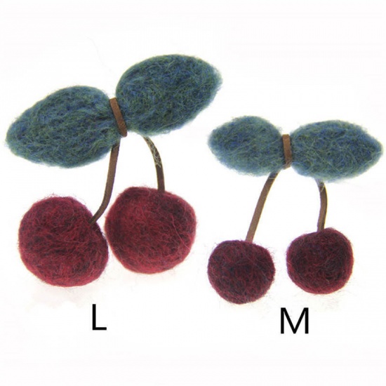 Picture of Felt Accessories Handmade DIY Jewelry Decor Hair Ties Wine Red Cherry Fruit 1 Piece