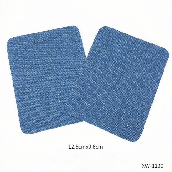 Image de 1 Paire (Env. 2 PCs/Paquet) Patchs (Dos Avec Colle) DIY Scrapbooking Artisanat en Tissu Bleu Foncé Ovale 14.2cm x 11.3cm