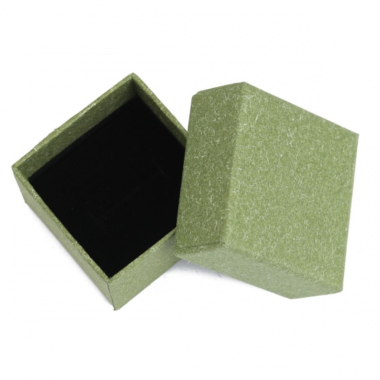 Изображение Бумага Коробочки для Украшений Квадратные Зеленый 50мм x 50мм , 1 ШТ