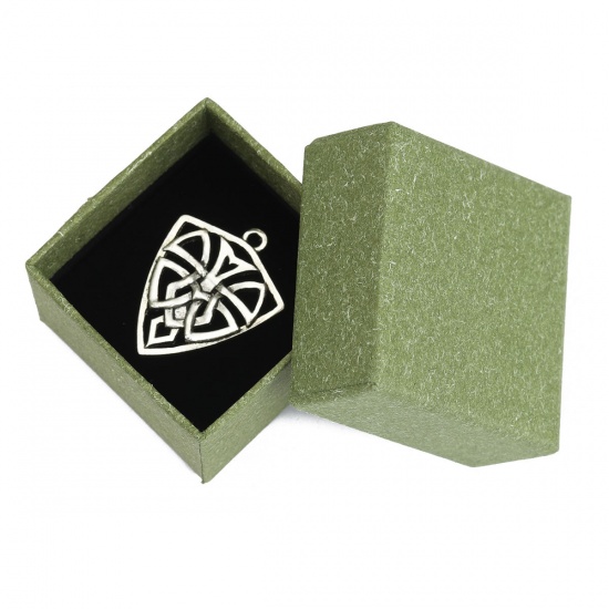 Изображение Бумага Коробочки для Украшений Квадратные Зеленый 50мм x 50мм , 1 ШТ