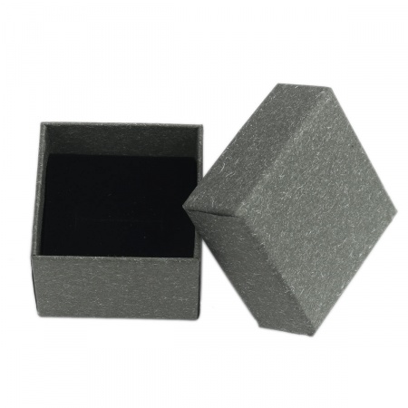 Bild von 1 Stück Papier Schmuckschatulle für Halskette, Armband, Ring, Geschenkverpackung Quadrat Dunkelgrau 5cm x 5cm x 3.7cm