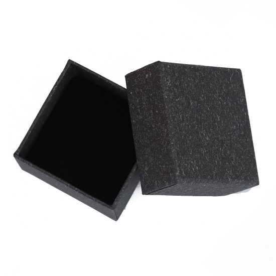 紙 ジュエリーギフト ジュエリーボックス 正方形 黒 50mm x 50mm 、 1 個 の画像