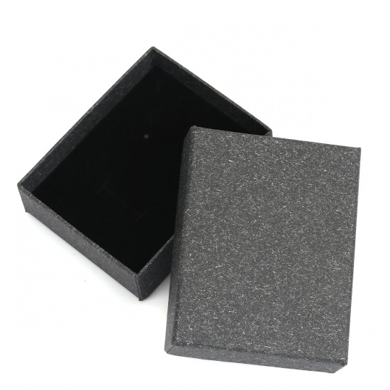 Picture of Paper Jewelry Gift Boxes Rectangle Black 94mm x 74mm , 1 Piece