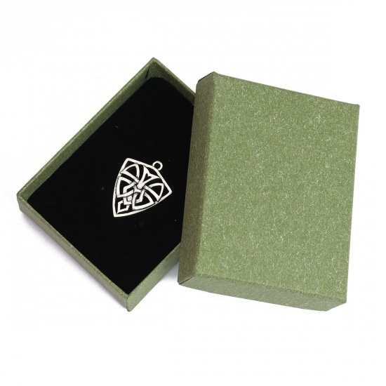 Picture of Paper Jewelry Gift Boxes Rectangle Green 94mm x 74mm , 1 Piece