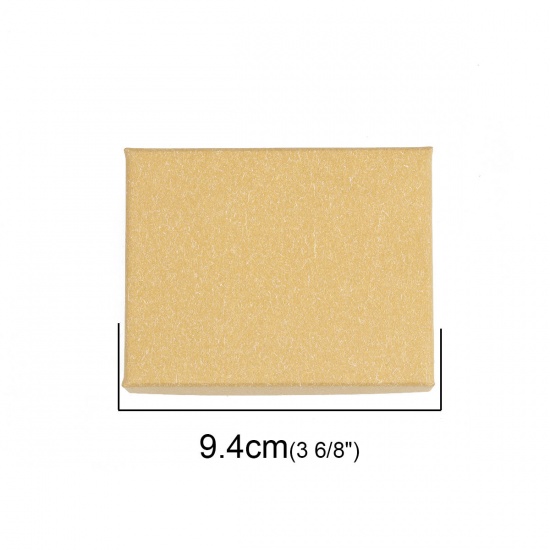Picture of Paper Jewelry Gift Boxes Rectangle Brown Yellow 94mm x 74mm , 1 Piece