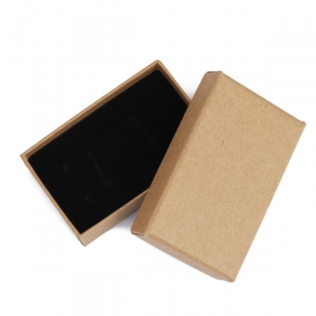 Bild von 1 Stück Papier Schmuckschatulle für Halskette, Armband, Ring, Geschenkverpackung Rechteck Braun 8.2cm x 5.2cm x 2.6cm