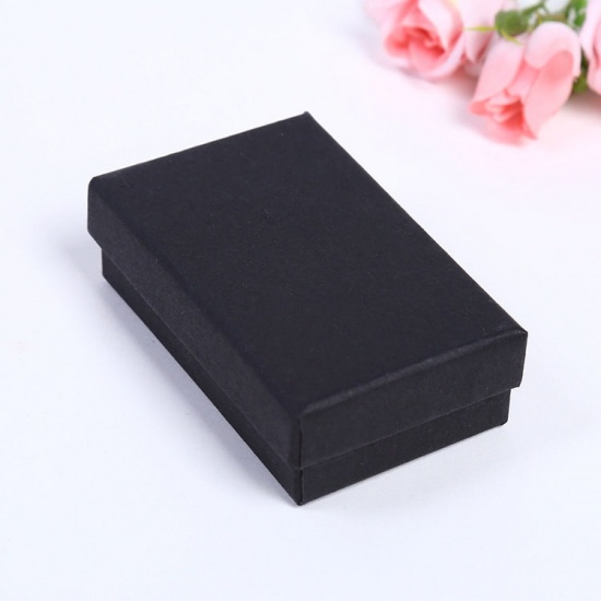 Picture of Paper Jewelry Gift Boxes Rectangle Black 82mm x 52mm , 1 Piece