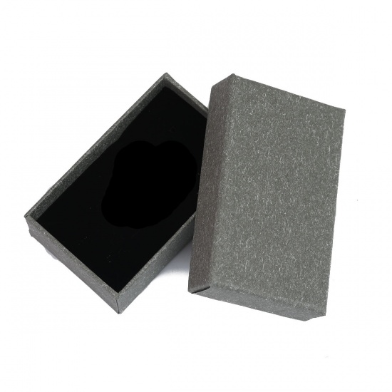 Изображение Бумага Коробочки для Украшений Прямоугольник Темно-серый 8.2см x 5.2см , 1 ШТ