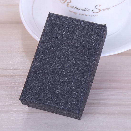 Picture of Paper Jewelry Gift Boxes Rectangle Black 8.2cm x 5.2cm , 1 Piece