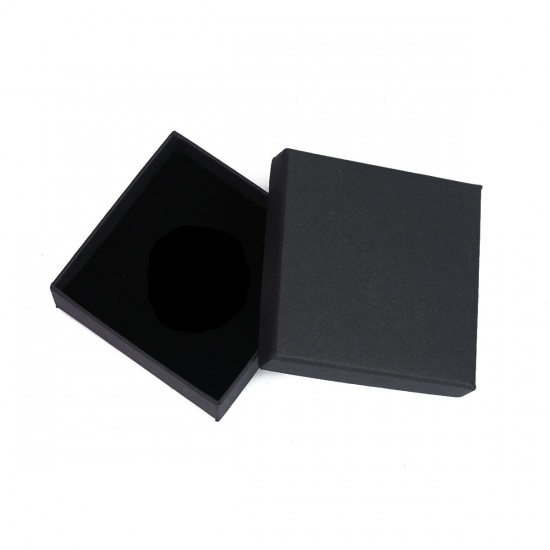 Изображение Крафт-бумага Коробочки для Украшений Квадратные Черный 92мм x 92мм , 1 ШТ