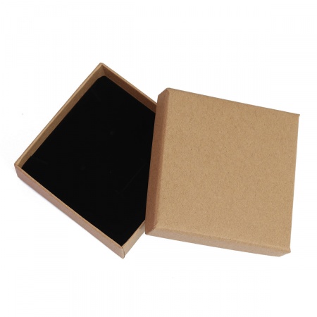 Bild von 1 Stück Papier Schmuckschatulle für Halskette, Armband, Ring, Geschenkverpackung Quadrat Braun 9.2cm x 9.2cm x 3.3cm
