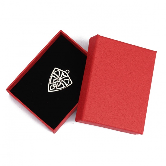 Picture of Paper Jewelry Gift Boxes Rectangle Red 94mm x 74mm , 1 Piece