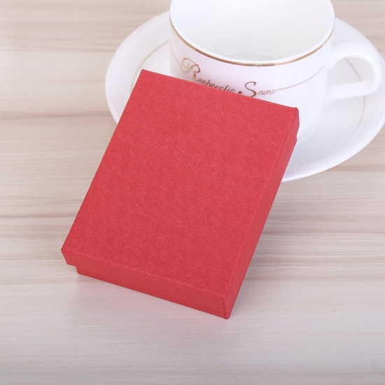 Picture of Paper Jewelry Gift Boxes Rectangle Red 94mm x 74mm , 1 Piece