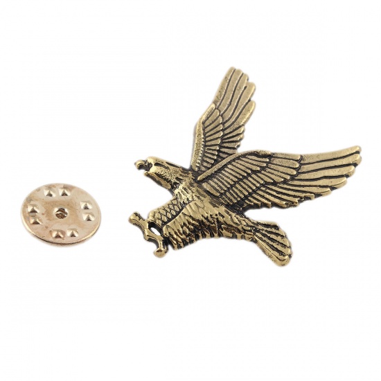Picture of Pin Brooches Eagle Animal Gold Tone Antique Gold 3.4cm x 2.7cm, 1 Piece