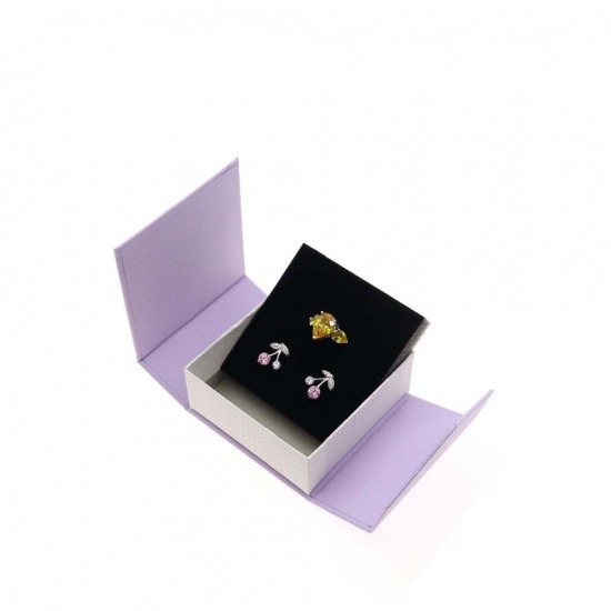 Immagine di 1 Piece Paper Jewelry Box For Necklace Bracelet Ring Gift Display Packaging Rectangle White Bowknot Pattern 8.3cm x 8cm x 3.5cm