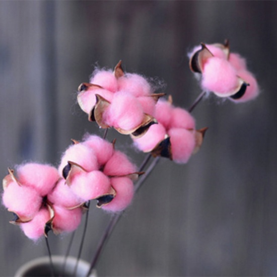 Immagine di Decorazione di Fiori Secchi Fiore di Cotone Rosa Chiaro 60cm, 1 Pz