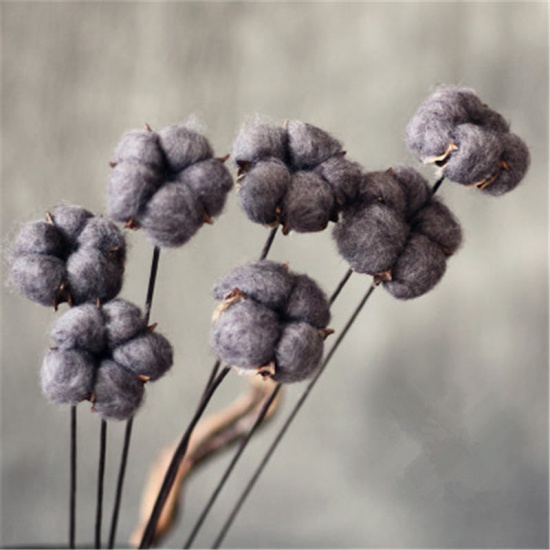 Immagine di Decorazione di Fiori Secchi Fiore di Cotone Viola Chiaro 60cm, 1 Pz