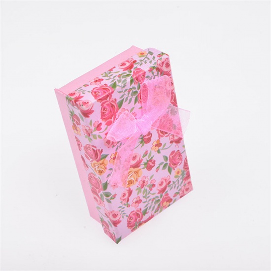 Picture of Paper Jewelry Gift Boxes Rectangle Multicolor Flower Pattern 81mm x 51mm , 1 Piece
