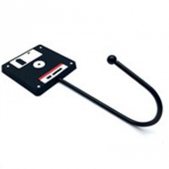 Picture of Iron Based Alloy Wall Hook For Clothes Coat Robe Purse Hat Hanger Black Cassette Tape 12.8cm x 4.8cm, 1 Piece