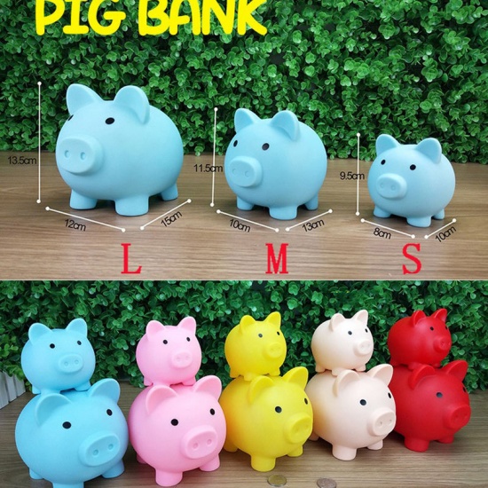 Picture of Vinyl Piggy Bank Blue Pig Animal 15cm x 13.5cm, 1 Piece
