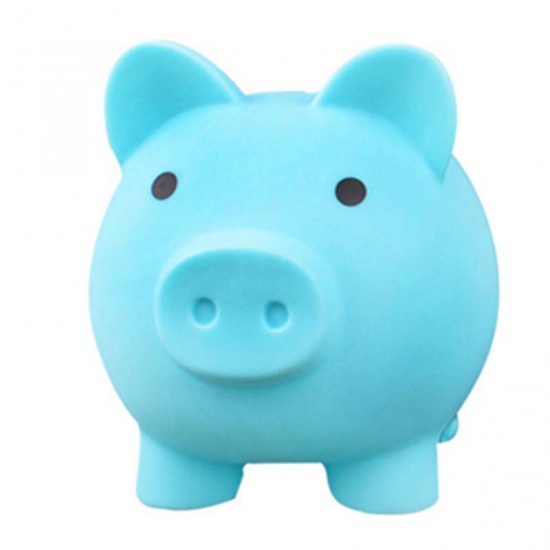 Picture of Vinyl Piggy Bank Blue Pig Animal 15cm x 13.5cm, 1 Piece