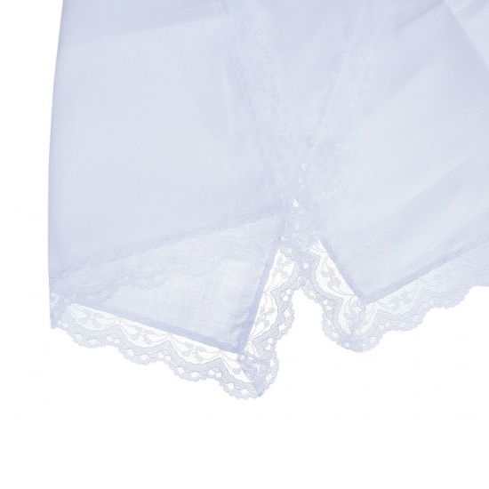 Image de Mouchoir en Coton Carré Dentelle Blanc 26cm x 25cm, 6 Pièces