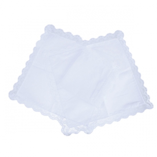 Image de Mouchoir en Coton Carré Dentelle Blanc 26cm x 25cm, 6 Pièces