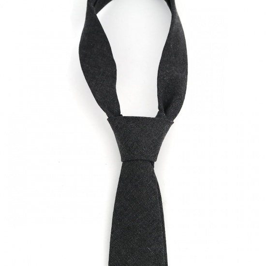 Immagine di Cotton Men's Necktie Tie Dark Gray 145cm x 6cm, 1 Piece