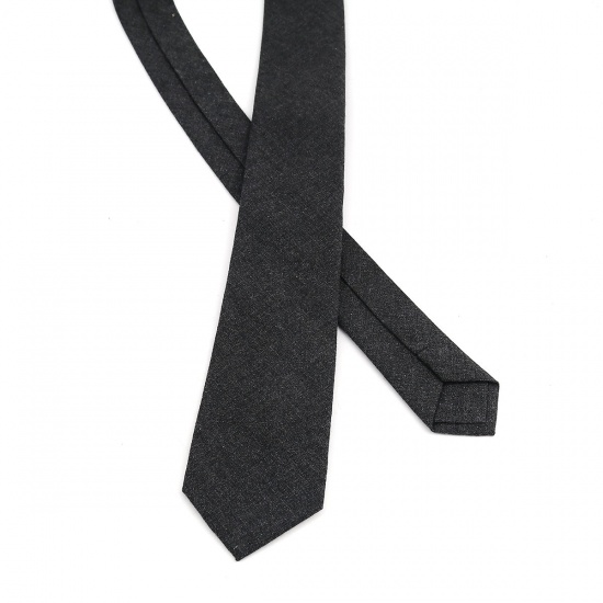 Immagine di Cotton Men's Necktie Tie Dark Gray 145cm x 6cm, 1 Piece