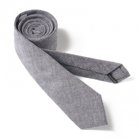 Изображение Cotton Men's Necktie Tie French Gray 145cm x 6cm, 1 Piece