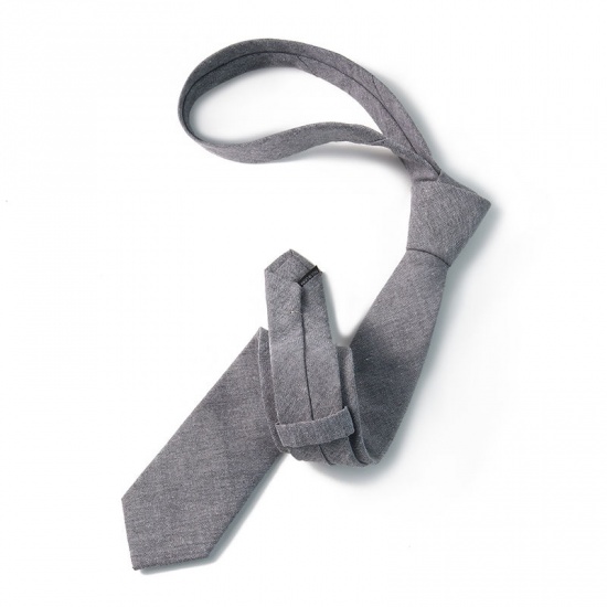 Изображение Cotton Men's Necktie Tie French Gray 145cm x 6cm, 1 Piece