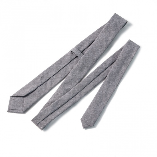 Изображение Cotton Men's Necktie Tie French Gray 145cm x 6cm, 1 Piece