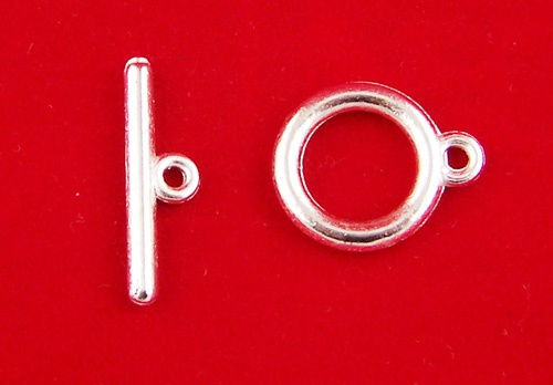 Picture of Zinc Based Alloy Toggle Clasps Round Silver Plated 23mm x7mm 19mm x15mm, 25 Sets