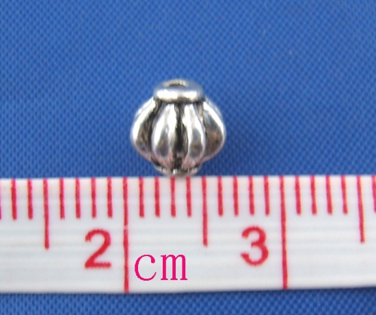 Immagine di Lega di Zinco Separatori Perline Zucca Argento Antico Nulla Disegno Circa 8mm Dia, Foro:Circa 1.7mm, 55 Pz