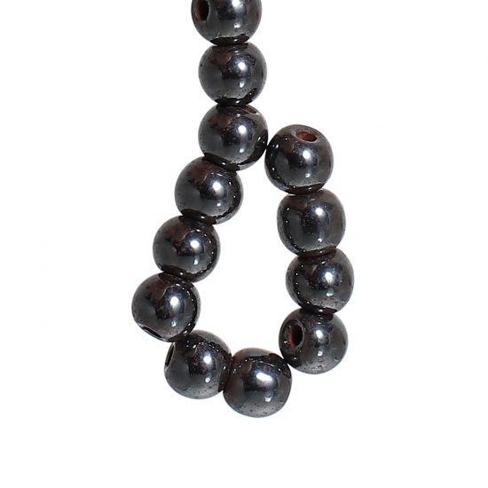 Picture of 100Pcs Round Magnetic Hematite Spacer Beads 6mm Dia.