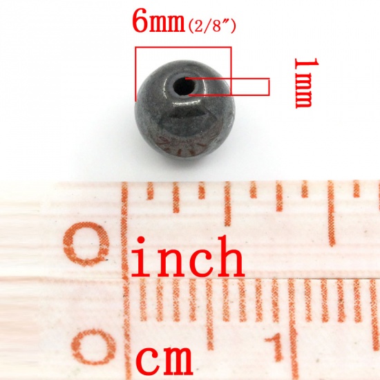 Image de 100 Perles Intercalaires rondes magnétiques hématite noir 6mm dia.