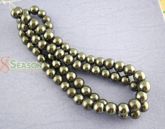 Image de 100 Perles Intercalaires rondes magnétiques hématite noir 6mm dia.