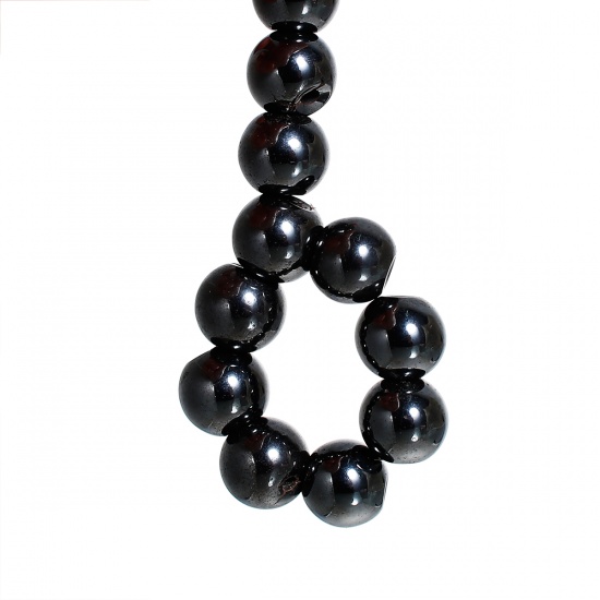 Picture of 30Pcs Round Magnetic Hematite Spacer Beads 8mm Dia.