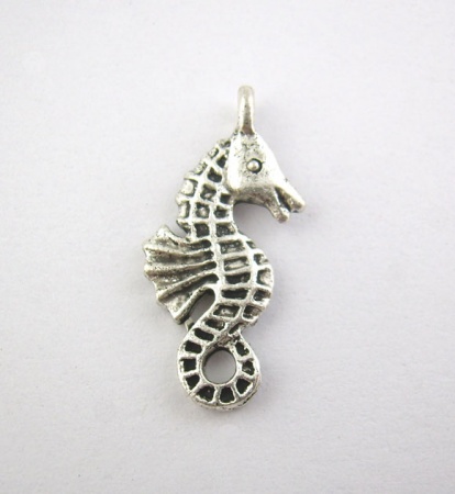 Ocean Jewelry Zinc Based Alloy Charms Seahorse Antique Silver 24mm(1") x 10mm( 3/8"), 30 PCs