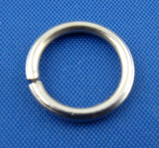Picture of 1.2mm Iron Based Alloy Open Jump Rings Findings Round Silver Tone 12mm Dia, 100 PCs