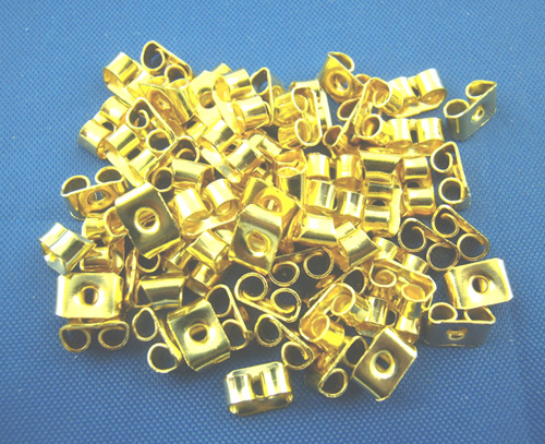 Picture of Alloy Ear Nuts Post Stopper Earring Findings Butterfly Gold Plated 5mm x 4mm, 500 PCs