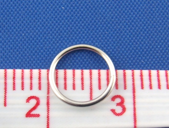 Immagine di 0.8mm Lega di Ferro Aperto Stile Anello di Salto Tondo Tono Argento 8mm Dia, 600 Pz