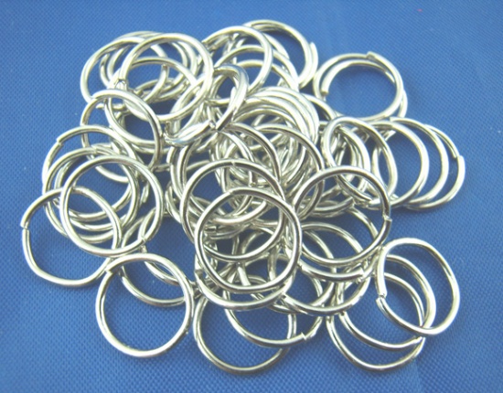 Picture of 1mm Iron Based Alloy Open Jump Rings Findings Round Silver Tone 10mm Dia, 400 PCs