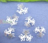 Bild von Zinklegierung Filigran Perlkappen Blumen Versilbert (für 16mm-20mm Perlen) 14mm x 14mm 300 Stück