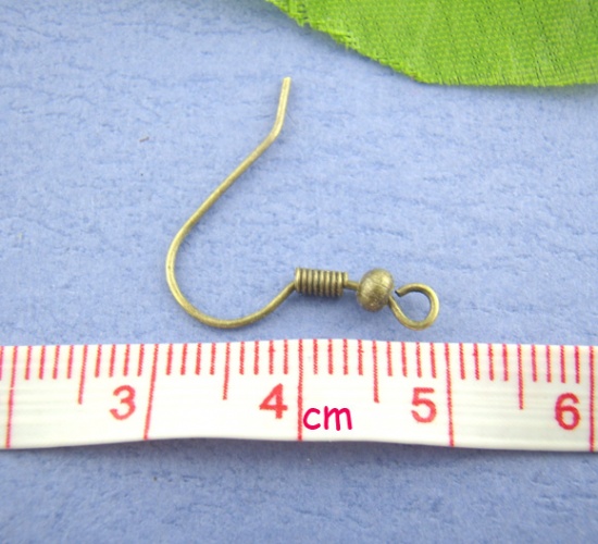 Picture of Iron Based Alloy Ear Wire Hooks Earring Findings Antique Bronze 18mm x 19mm, Post/ Wire Size: (22 gauge), 200 PCs