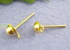 Immagine di Lega di Zinco Orecchini a Perno Tondo Oro Placcato Colore Placcato 6x4mmposta / filo: ( 0.7mm )， 400 Pz