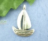 Picture of 50PCs Sailing Boat Charms Pendants 13*19mm Findings