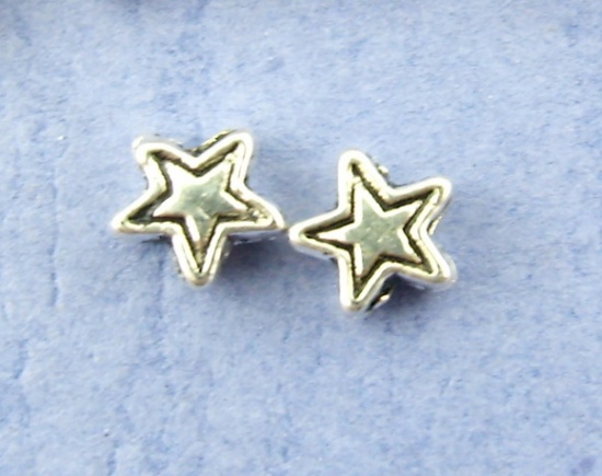 Picture of Zinc Based Alloy Spacer Beads Star Antique Silver Color About 4mm x 4mm, Hole:Approx 1mm, 400 PCs