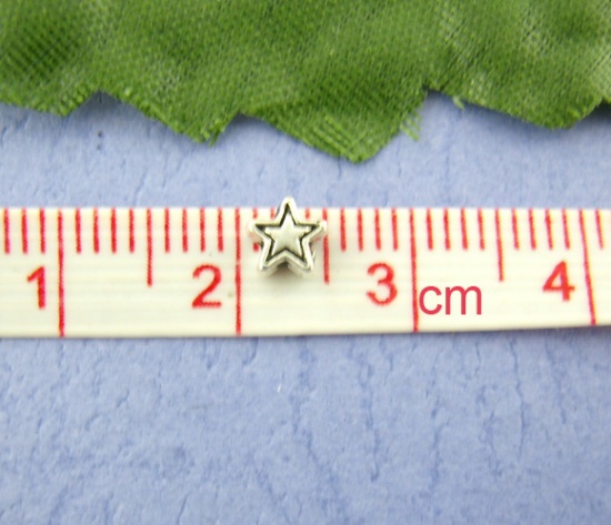 Picture of Zinc Based Alloy Spacer Beads Star Antique Silver Color About 4mm x 4mm, Hole:Approx 1mm, 400 PCs